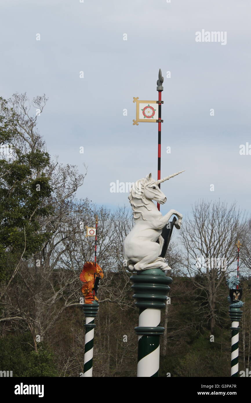 La sculpture à l'Unicorn jardins de Hamilton, Hamilton, Nouvelle-Zélande Banque D'Images