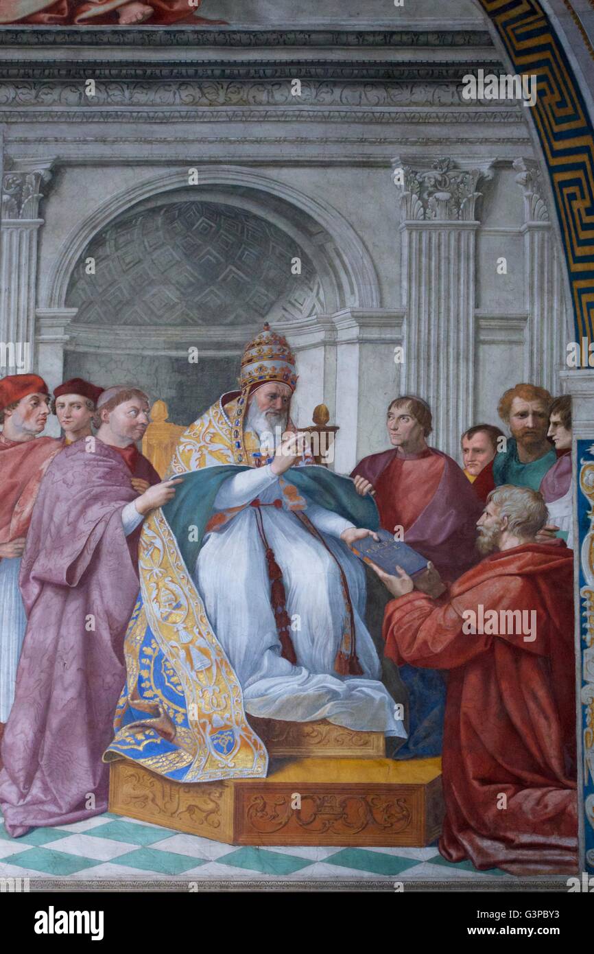La livraison des décrétales de Grégoire IX, prix de la signature, Raphaël, Palais apostolique, les Musées du Vatican, Rome, ita Banque D'Images