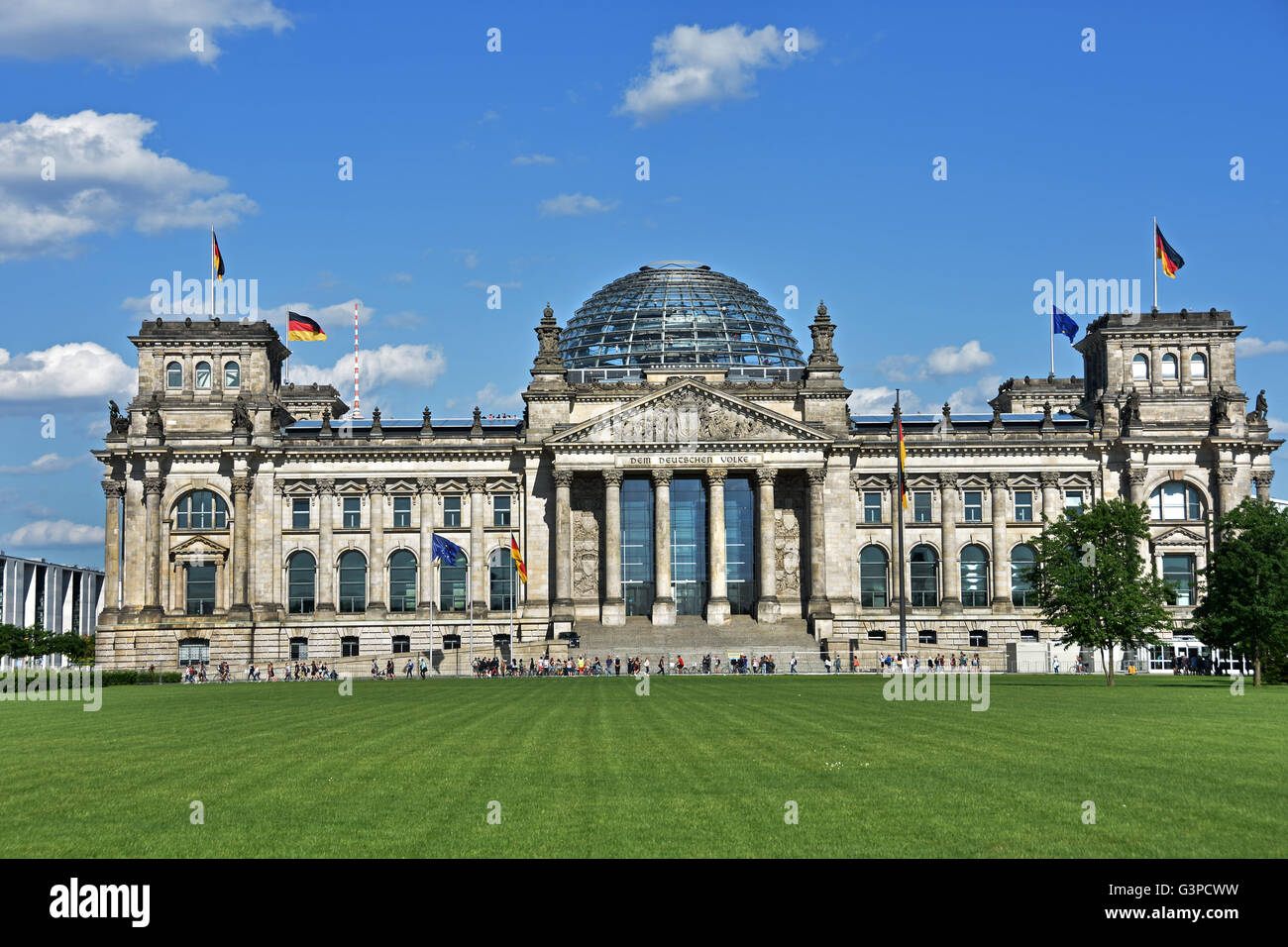 Reichstag, Reichstagsgebäude, Berlin qui abrite le Bundestag, la chambre basse du Parlement allemand, construit en 1894. Allemagne Banque D'Images
