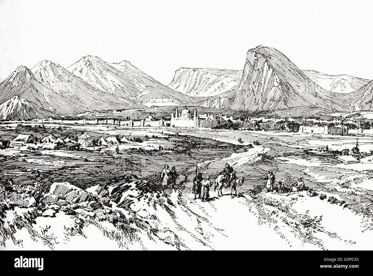 Avis de Kandahar aka Qandahar ou Candahar, en Afghanistan au xixe siècle. Du siècle, édition de Cassell's history of England, publié c. 1900 Banque D'Images