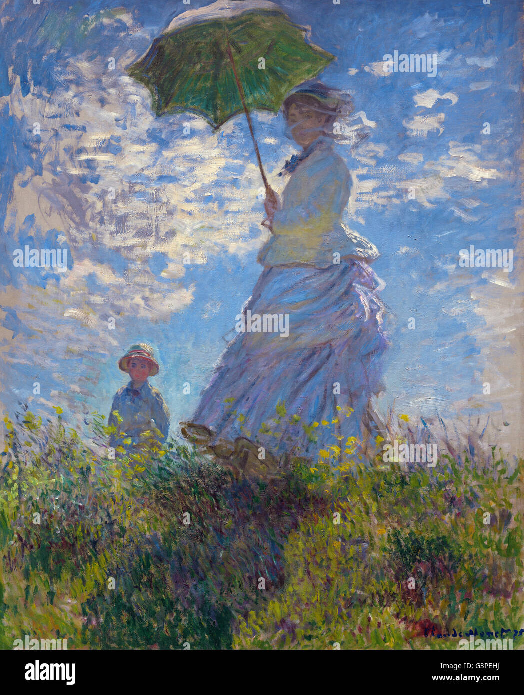 Claude Monet - Femme avec un parasol - Madame Monet et son fils - National Gallery of Art, Washington DC Banque D'Images