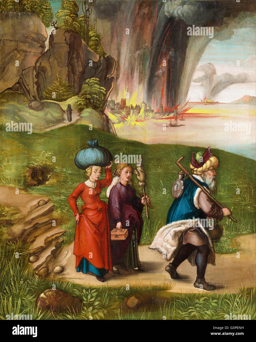 Albrecht durer - Lot et ses filles (marche arrière) - National Gallery of Art, Washington DC Banque D'Images