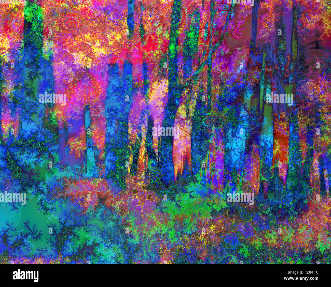 L'ART NUMÉRIQUE : Bois magique - Lower Deans le bois, Oxfordshire, Angleterre Banque D'Images