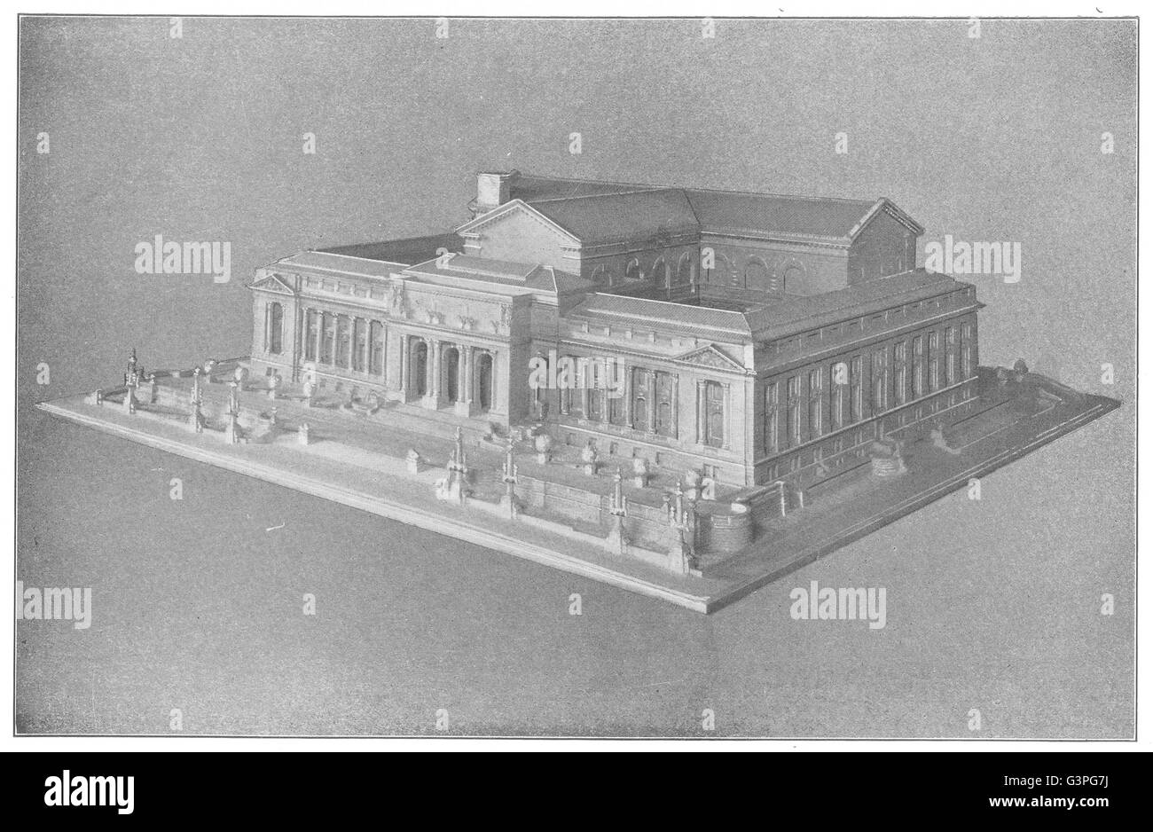 NEW YORK Public Library : modèle de l'architecte, antique print 1907 Banque D'Images