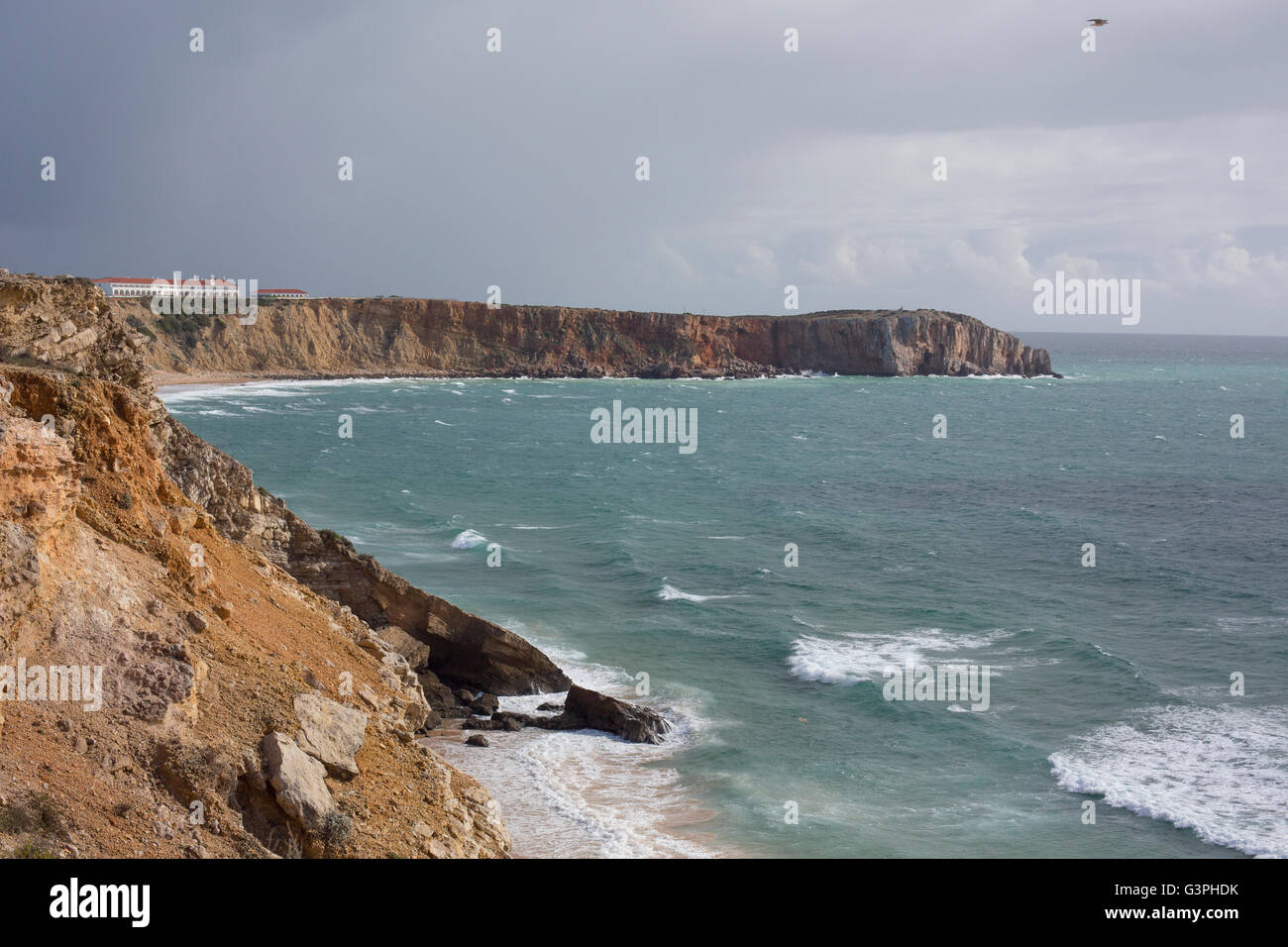 Le point de vue de l'océan de la falaise, Algarve, Sagres, Cabo de Sao Vicente, Portugal Banque D'Images