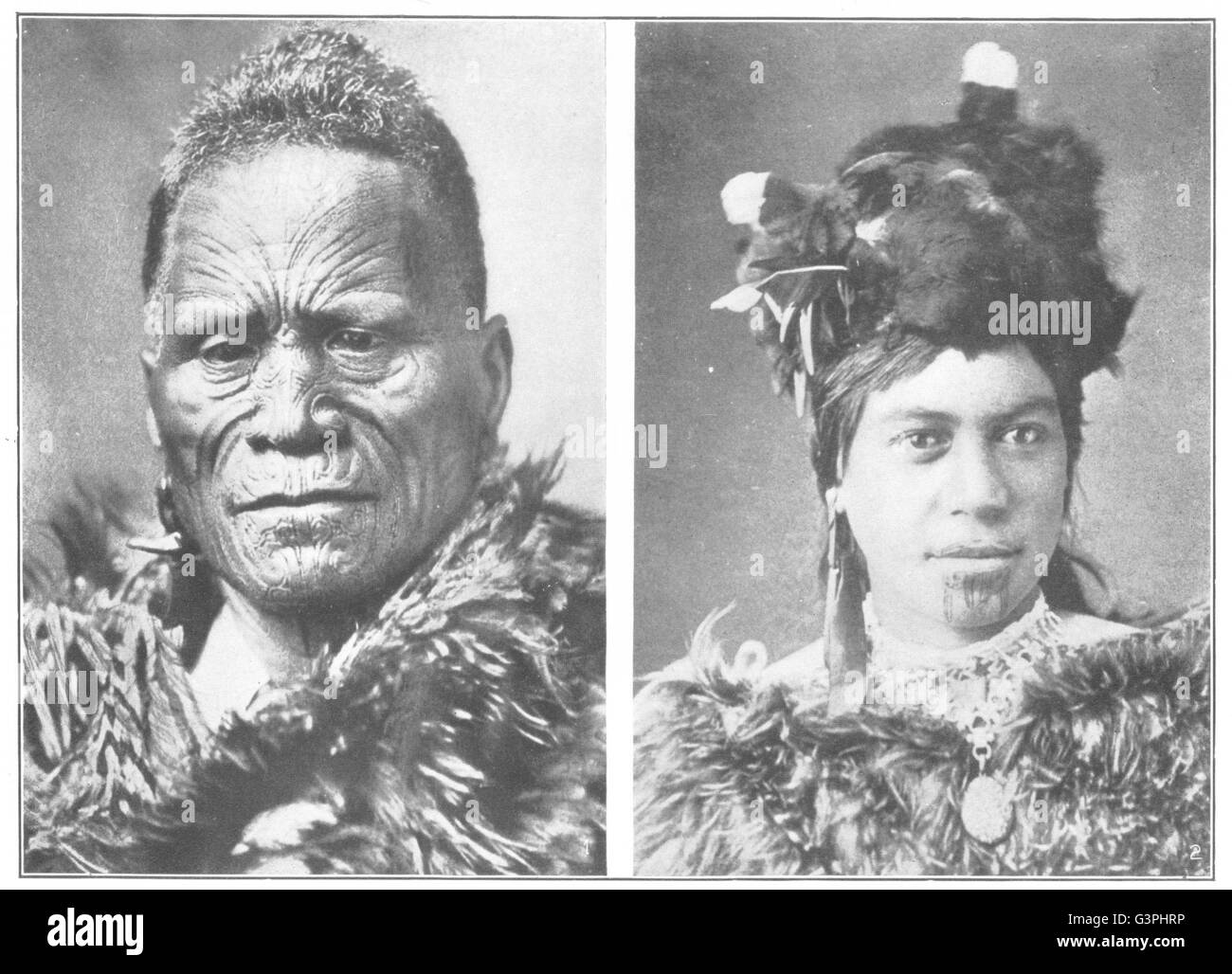 Nouvelle-zélande : les types natifs ; tribu maori King-Waitaka, antique print 1907 Banque D'Images