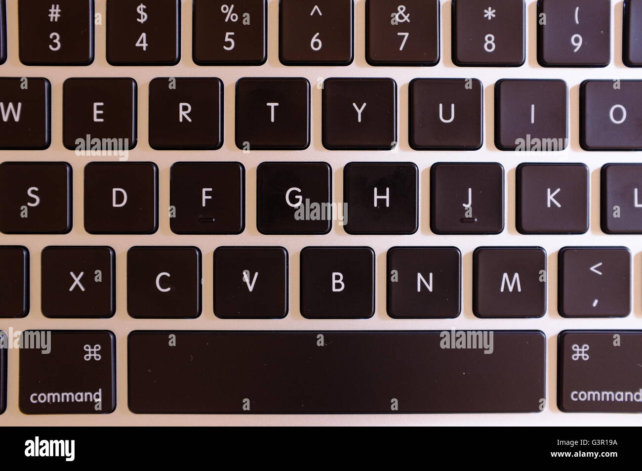 La lettre sur un clavier MacBook Pro. Banque D'Images