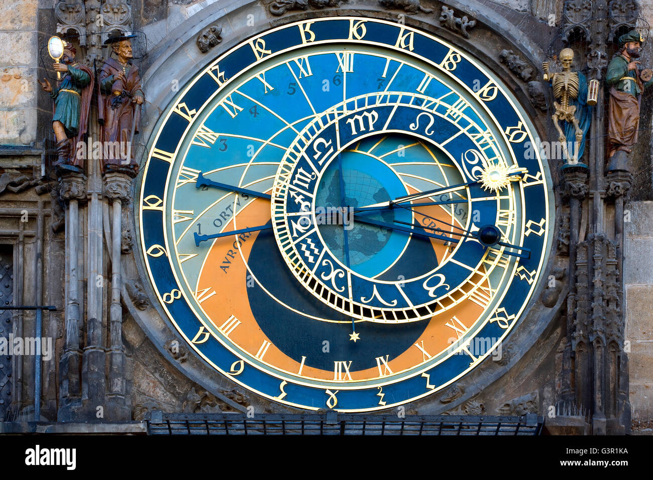 Horloge astronomique sur l'hôtel de ville de la place de la Vieille Ville (Stare Mesto) Prague Banque D'Images