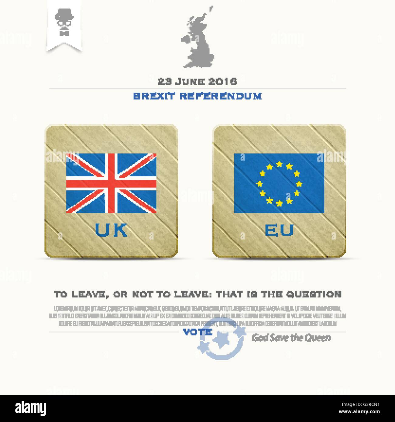 Royaume-uni le retrait de l'Union européenne modèle de page. vecteur et de l'UE sur les icônes de drapeaux britanniques texture papier public. Illustration de Vecteur