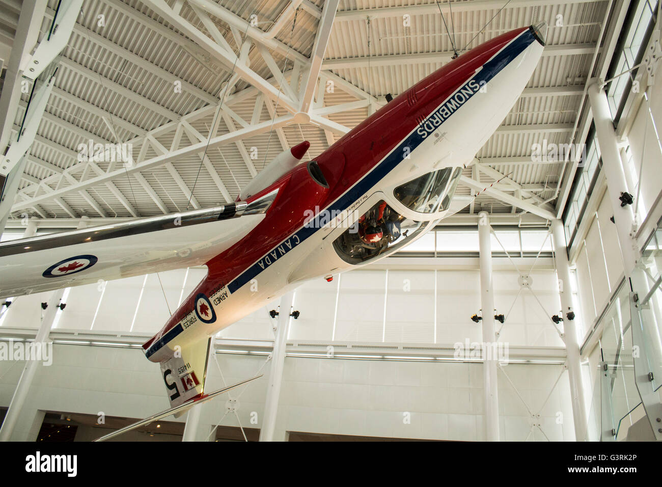 Plan de Snowbirds Le capitaine Carl Stef de 1973, 1974 Les Snowbirds l'équipe de vol tête en bas à l'Aviation canadienne & Space Museum Banque D'Images