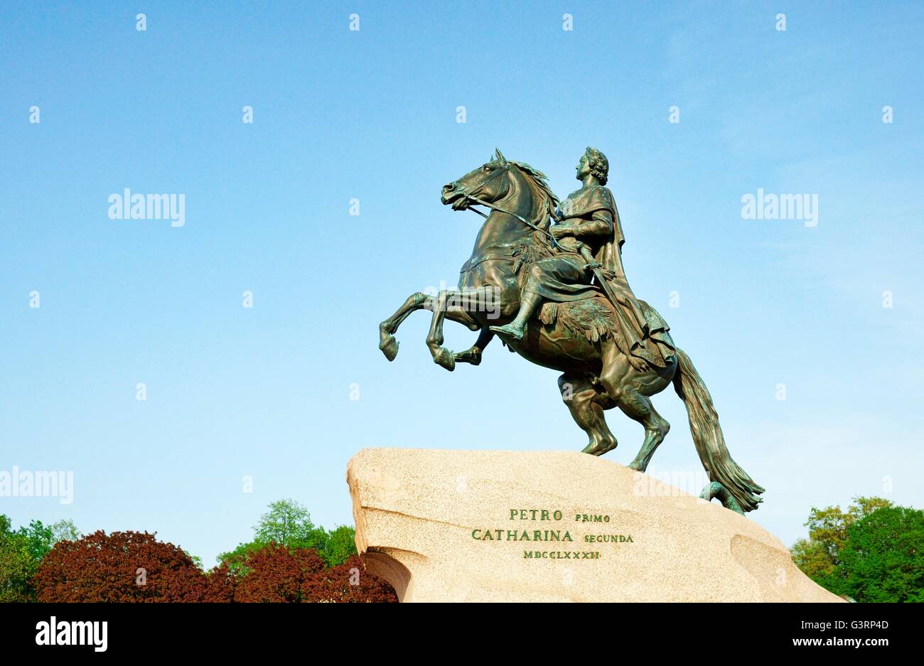 Saint Petersburg, Russie. Le cavalier de bronze. statue équestre de Pierre le Grand à la place du Sénat Banque D'Images