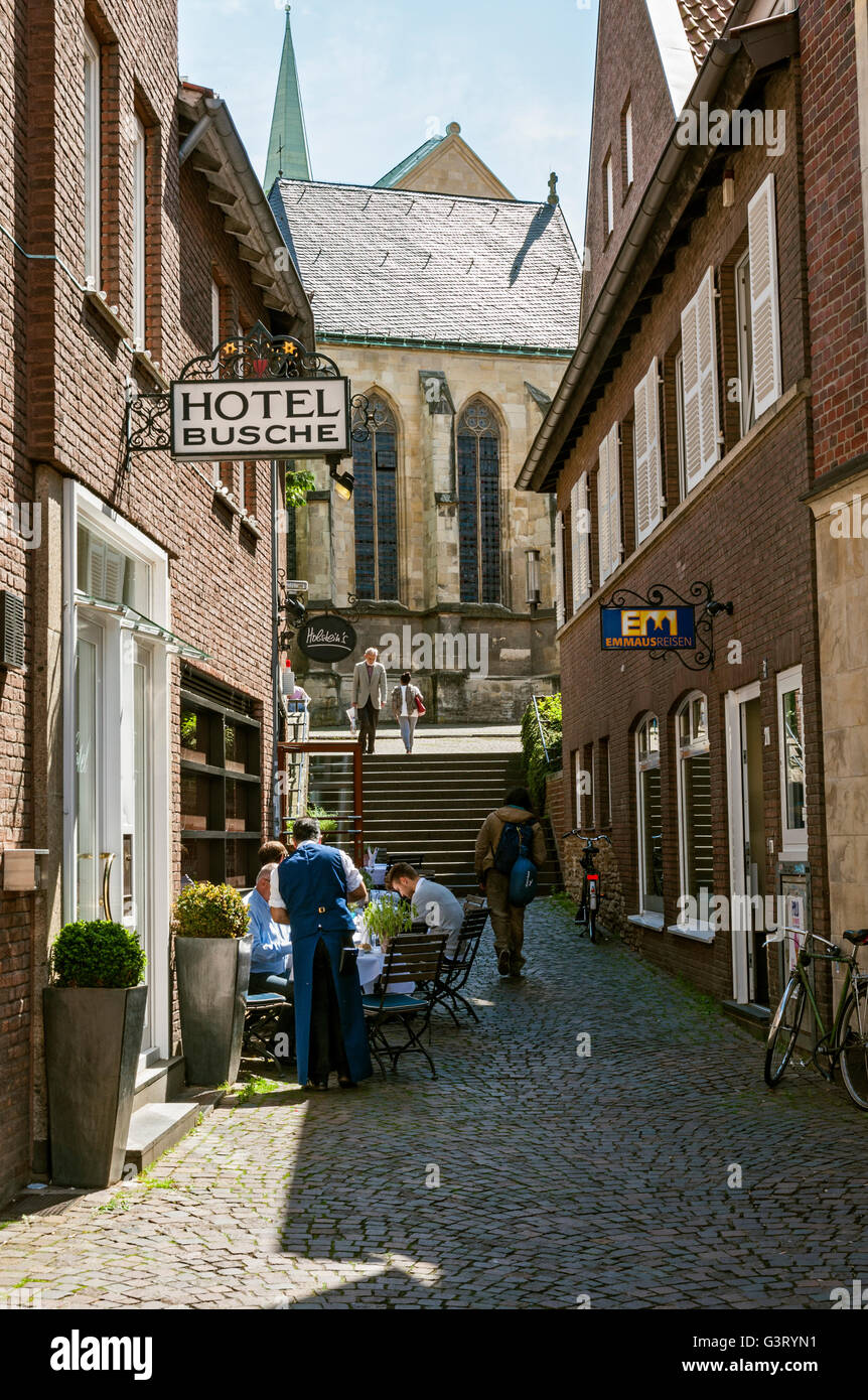Back-Street derrière la cathédrale de Münster, Rhénanie du Nord-Westphalie, Allemagne, Europe. Banque D'Images