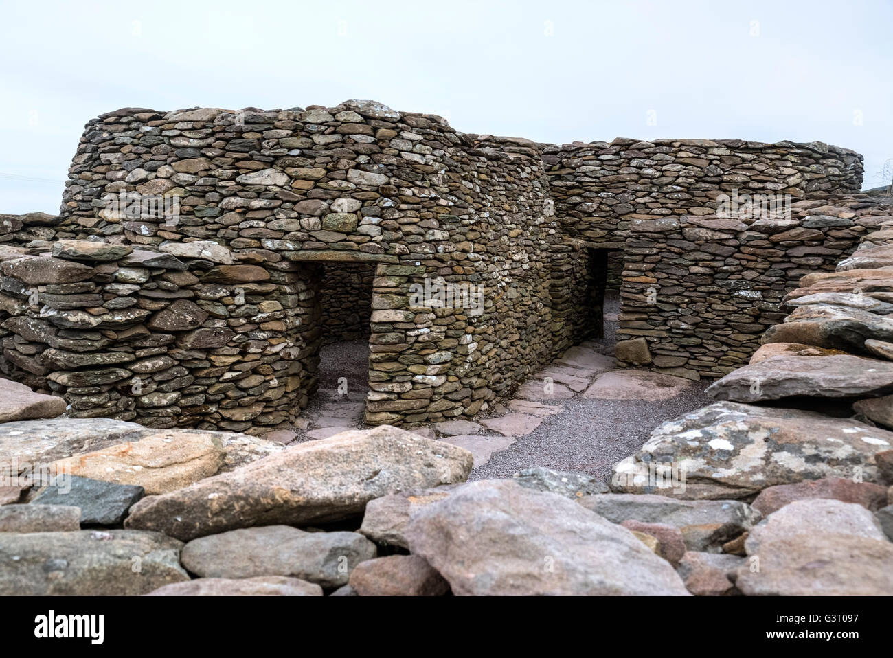 Beehive Huts, Fahan, péninsule de Dingle, Kerry, Irlande Banque D'Images
