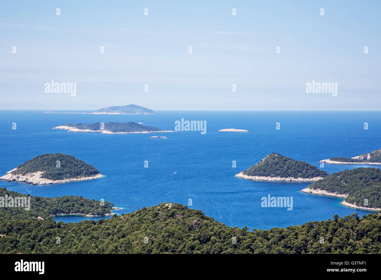 Une vue de Zaklopatica ville dans une île de Lastovo en Croatie. Banque D'Images