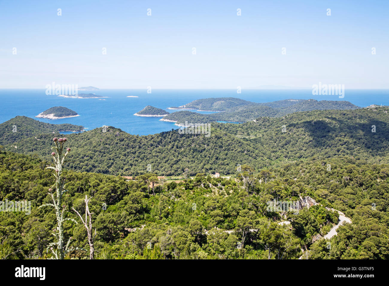 Une vue de Zaklopatica ville dans une île de Lastovo en Croatie. Banque D'Images