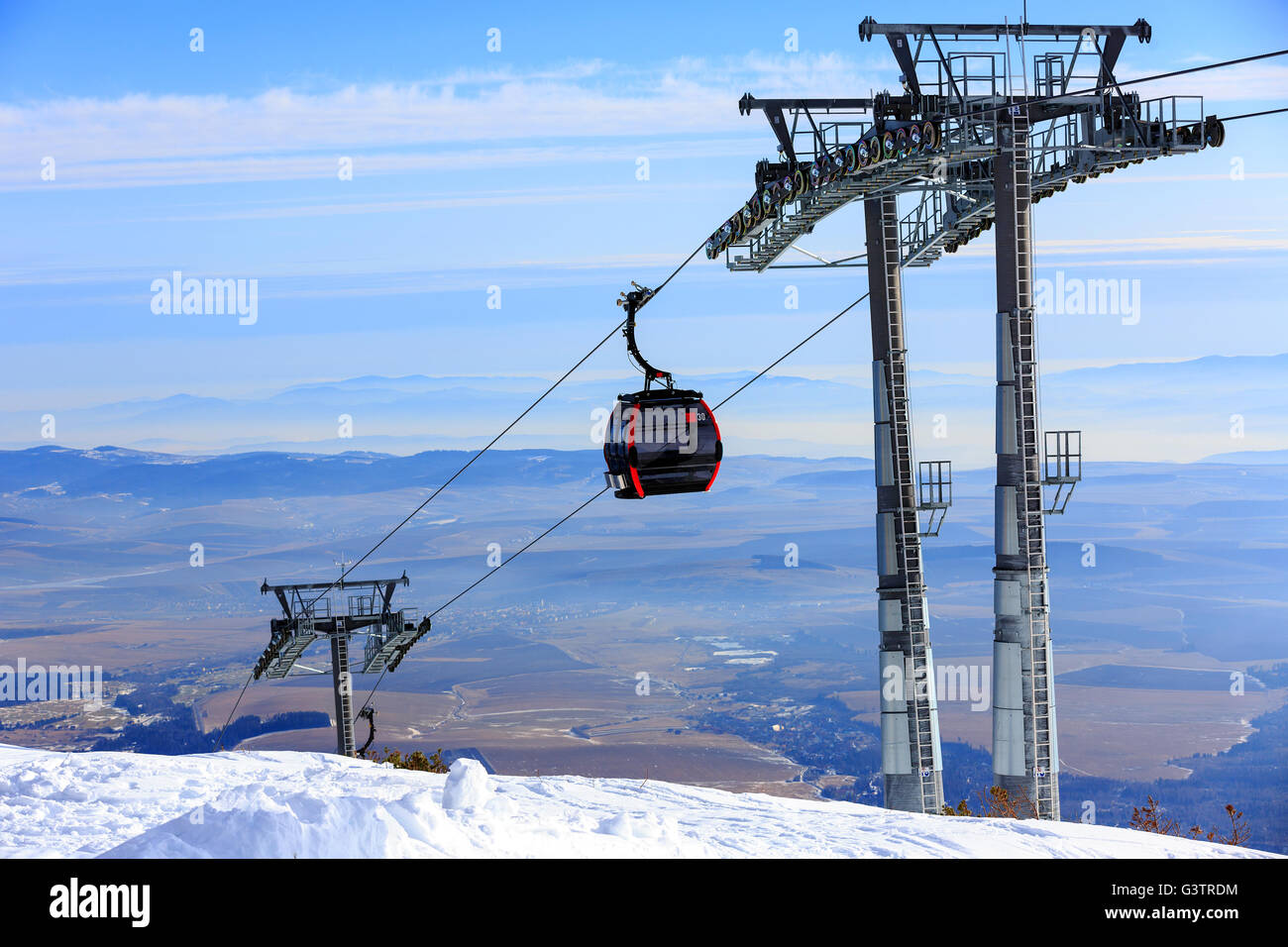 Ascenseur de ski Station de sports d'hiver sur Tatranka Lomnitsa, Slovaquie Banque D'Images