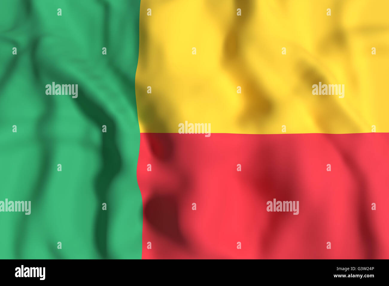 Le rendu 3D de la République du Bénin drapeaux Banque D'Images