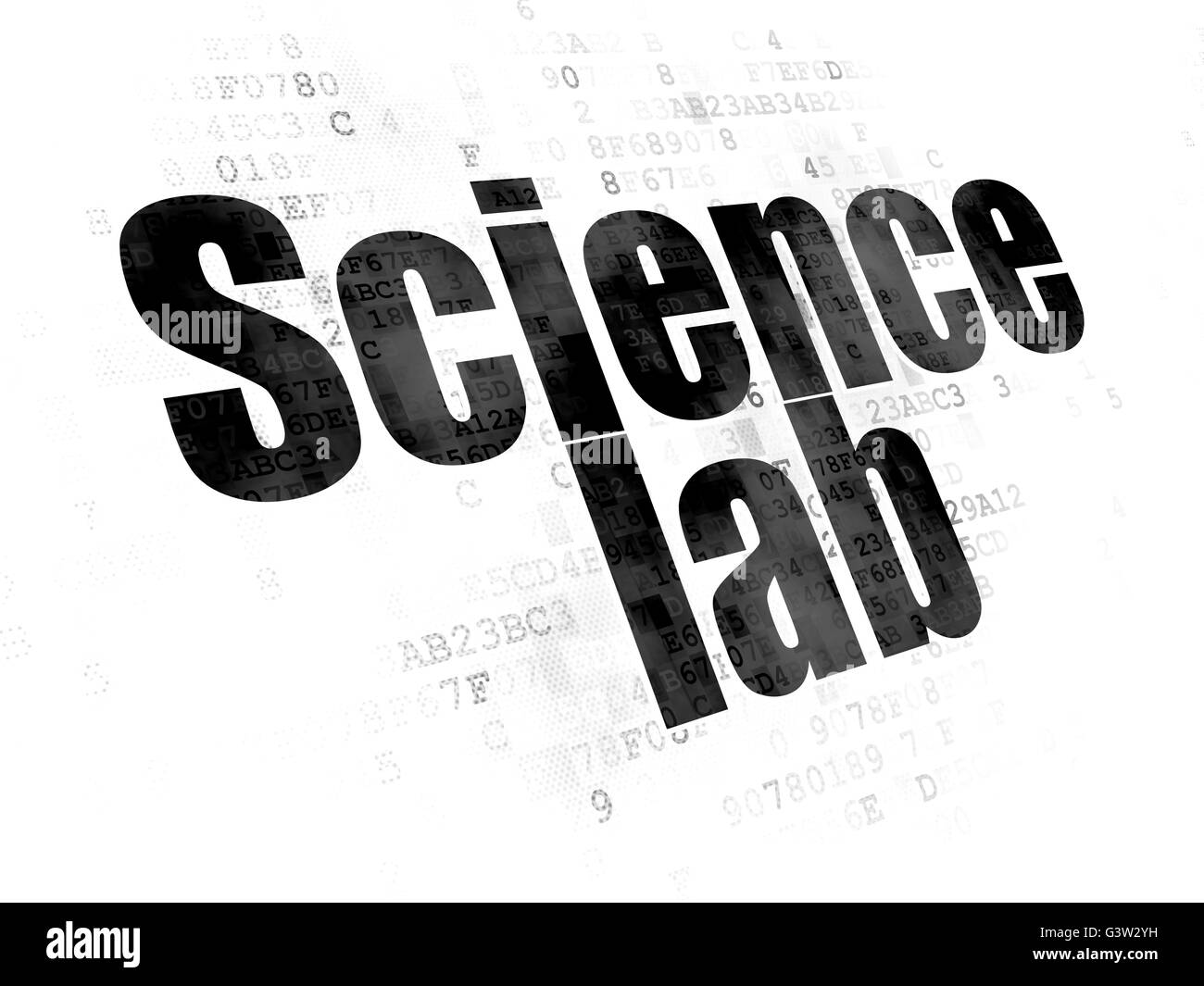 Science concept Pixelated : Laboratoire de sciences du texte noir sur fond numérique Banque D'Images