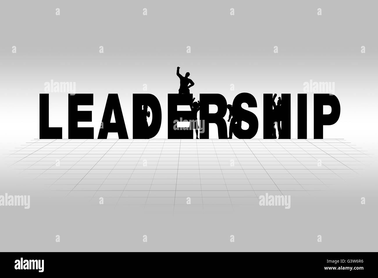 Mot Leadership communication business concept de leadership en silhouette. Banque D'Images