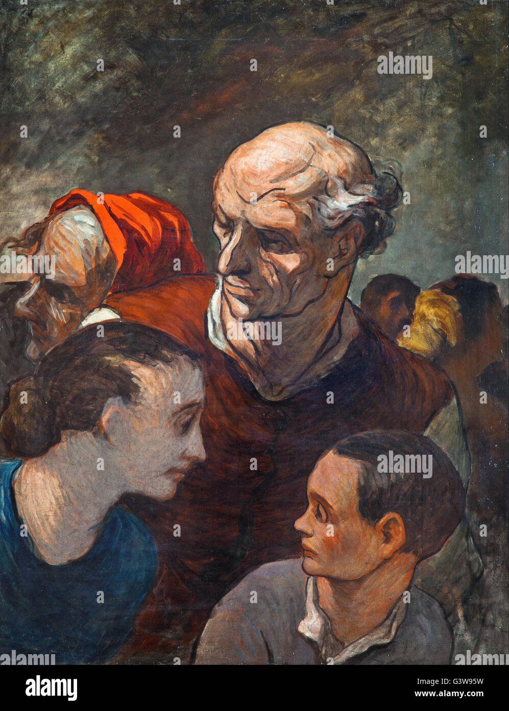 Honoré Daumier - sur les barricades (famille sur les barricades) Banque D'Images