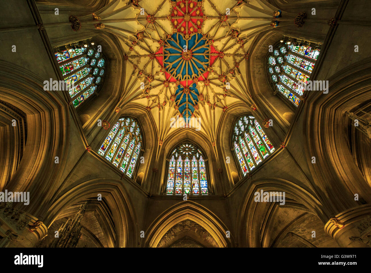 Le plafond décoré de l'abbaye de Tewkesbury, Gloucestershire, Angleterre Banque D'Images