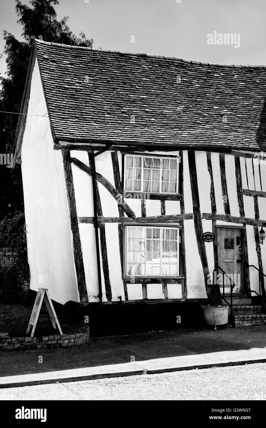 Cadre en bois historique Hedgehog Cottage, High Street, Long Melford, Suffolk, UK Banque D'Images