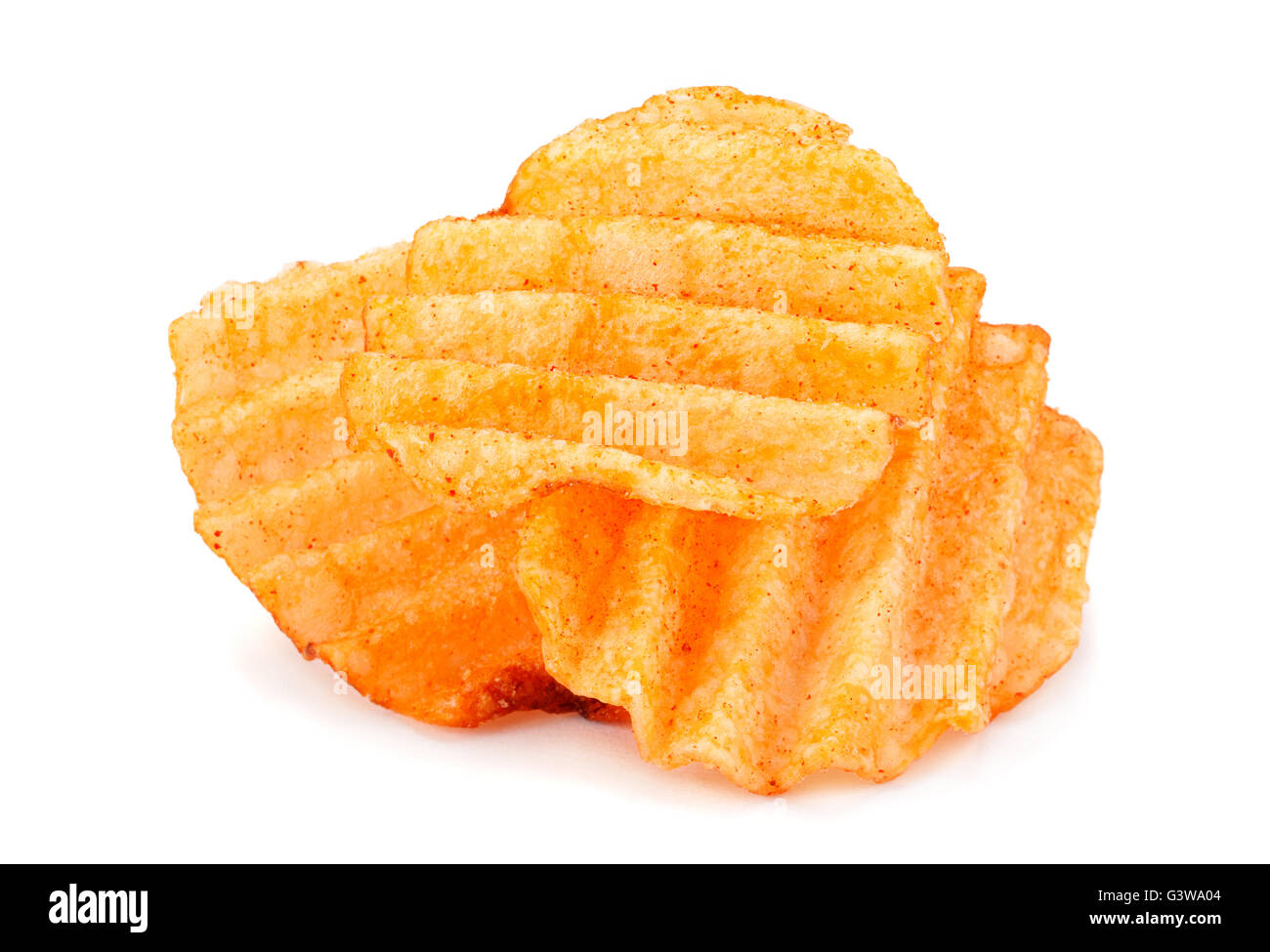 Côtes de pommes de terre chips snack-isolated on white Banque D'Images
