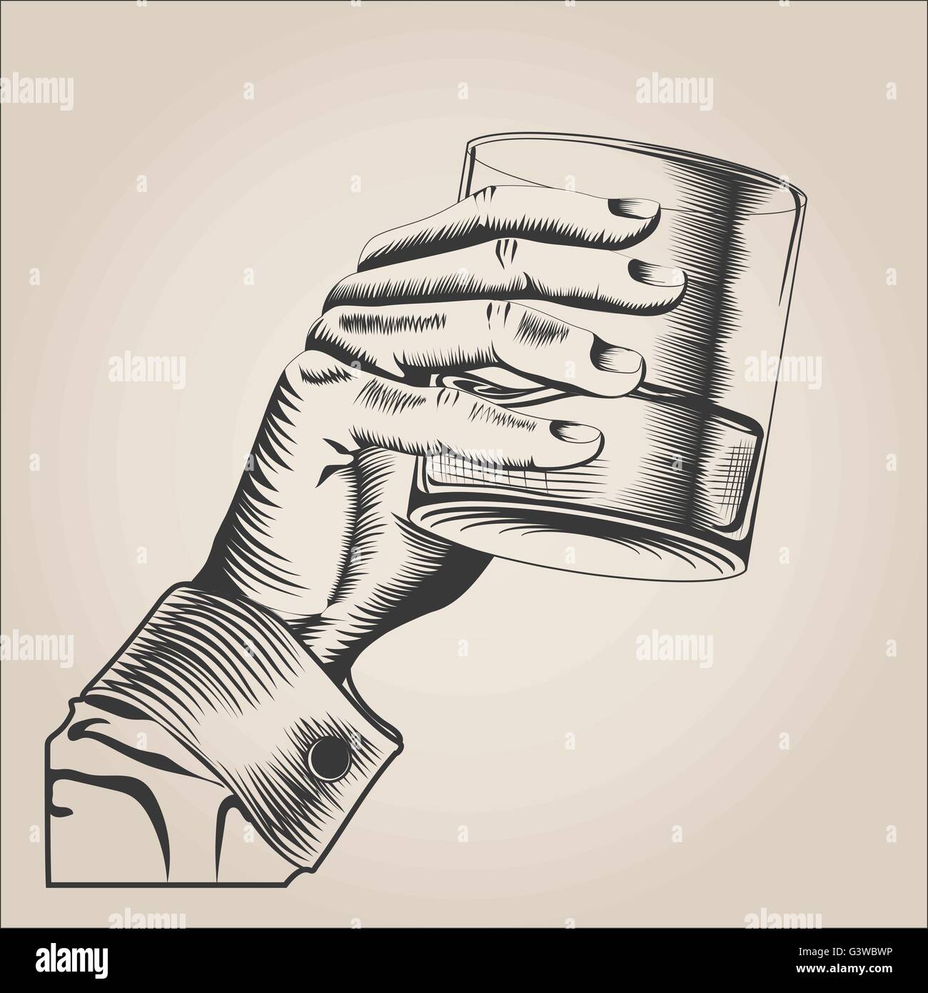 Homme hand holding glass verre alcool Illustration de Vecteur