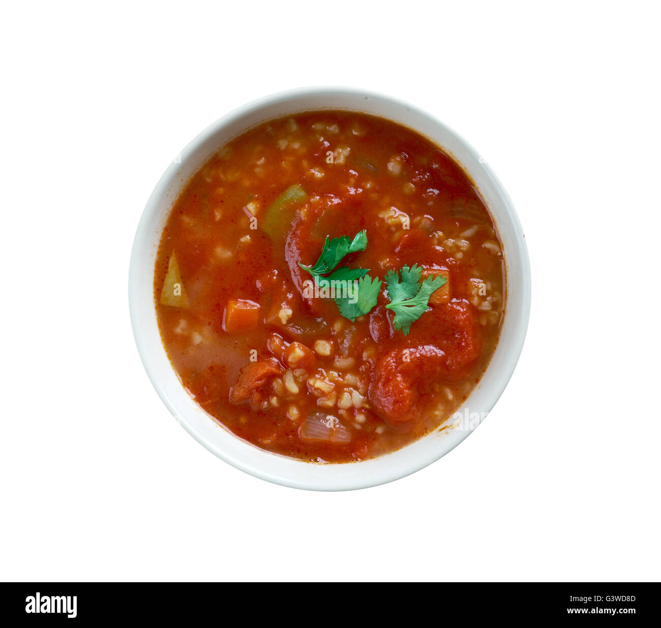 Soupe tomate boulgour - Plat de Perse. Banque D'Images