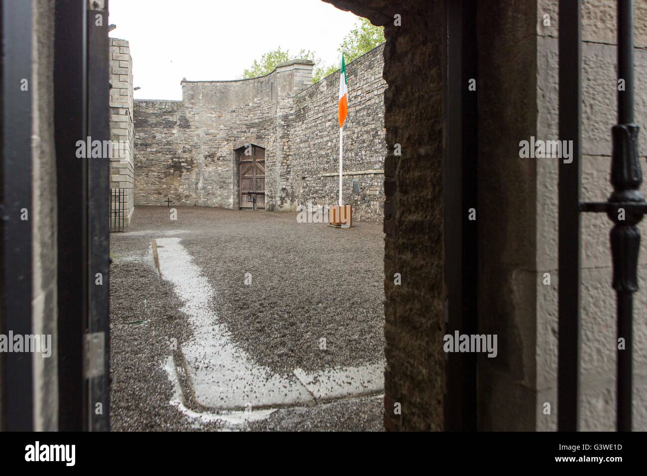 La prison de Kilmainham , Kilmainham, Dublin, Irlande. Cour intérieure où les membres de l'Insurrection de Pâques ont été exécutés par un peloton d'exécution Banque D'Images