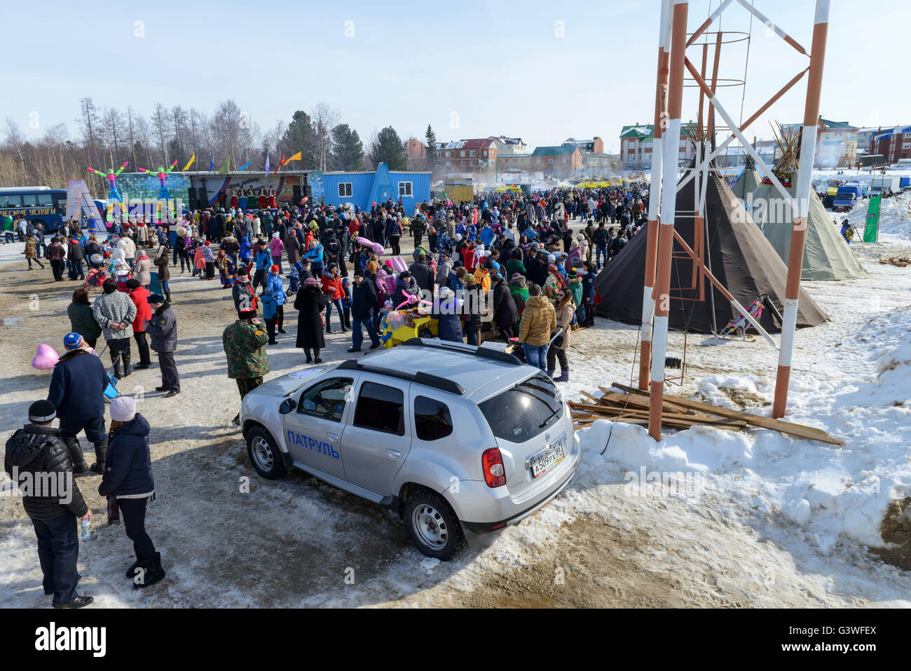 Les éleveurs de rennes de la journée dans la péninsule de Yamal, Nenets fête nationale Banque D'Images