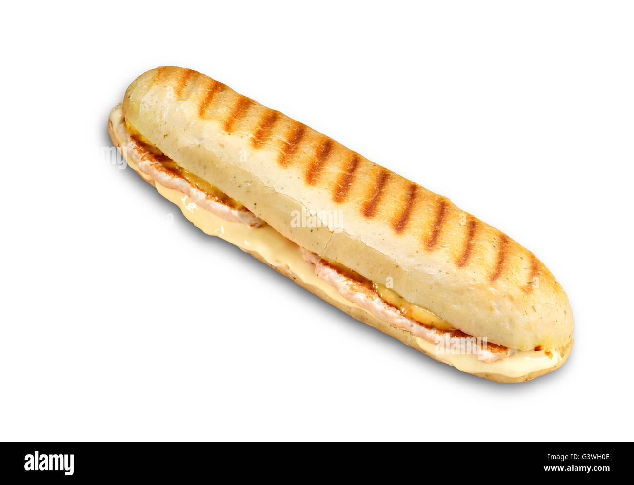 Pain panini isolé sur blanc de style italien Banque D'Images