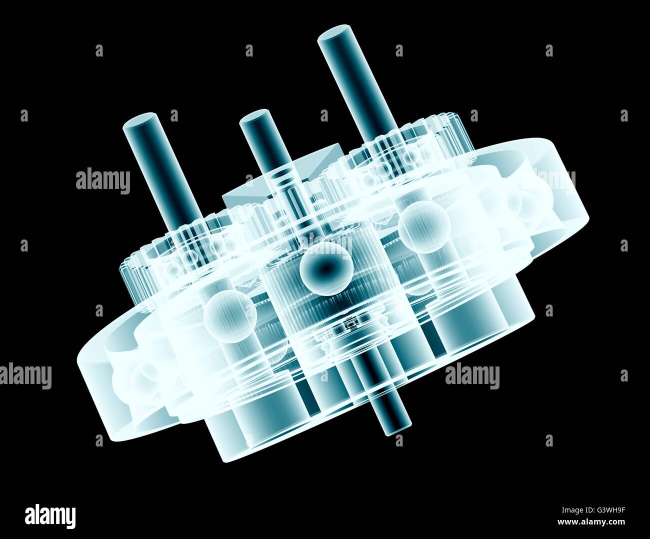 X-ray image de boîte de vitesses Banque D'Images