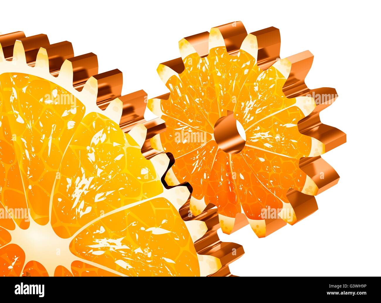 Le mécanisme de la vitamine orange isolated on white Banque D'Images