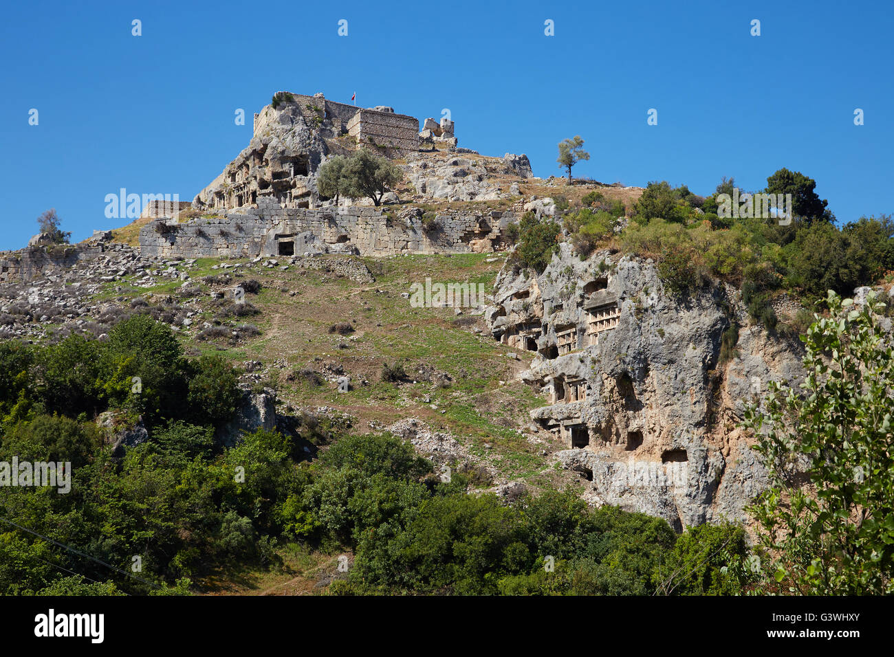 Des tombes lyciennes à l'ancienne ville Tlos, la Lycie, la Turquie. Banque D'Images