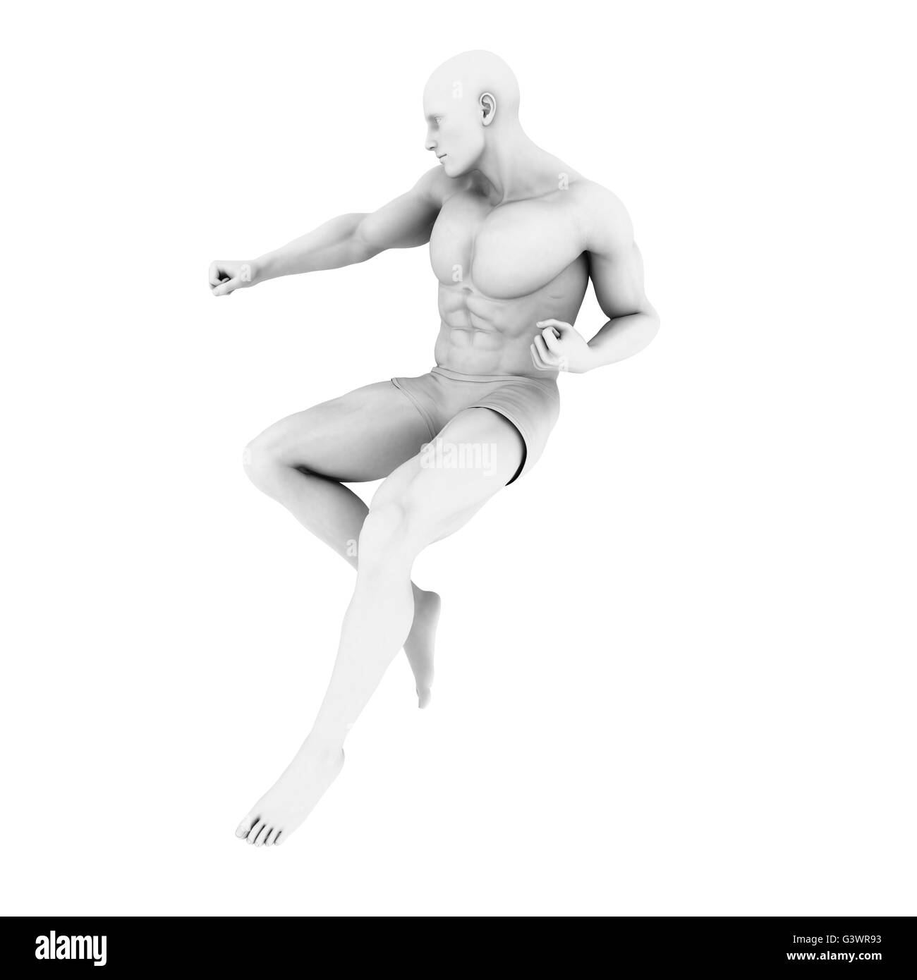 Super Héros posent avec un homme dans le rendu 3d illustration Banque D'Images