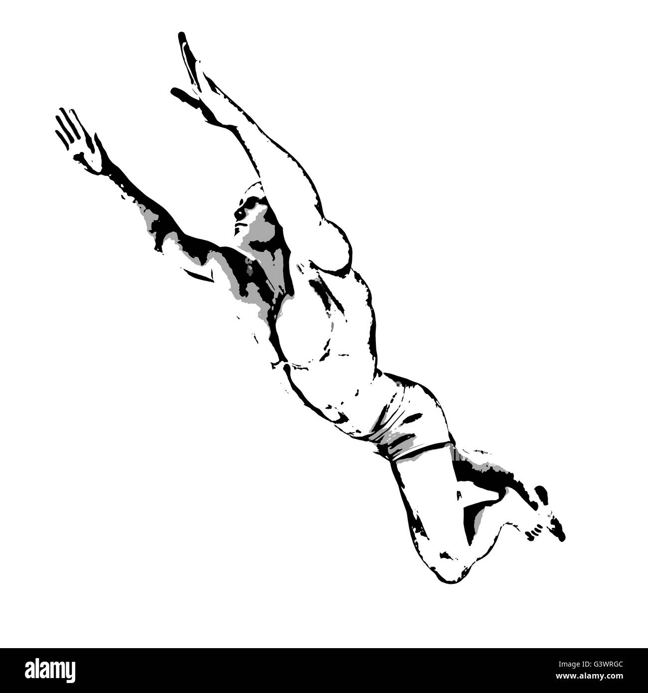 Poser dans les héros de bande dessinée à l'encre Croquis Illustration Banque D'Images