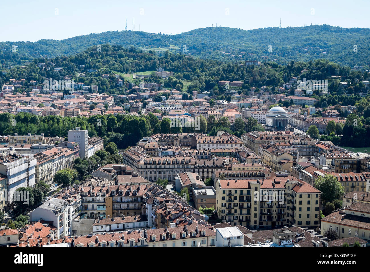 L'Italie, Piémont, Turin, vue panoramique de la ville de La Mole Antonelliana Banque D'Images