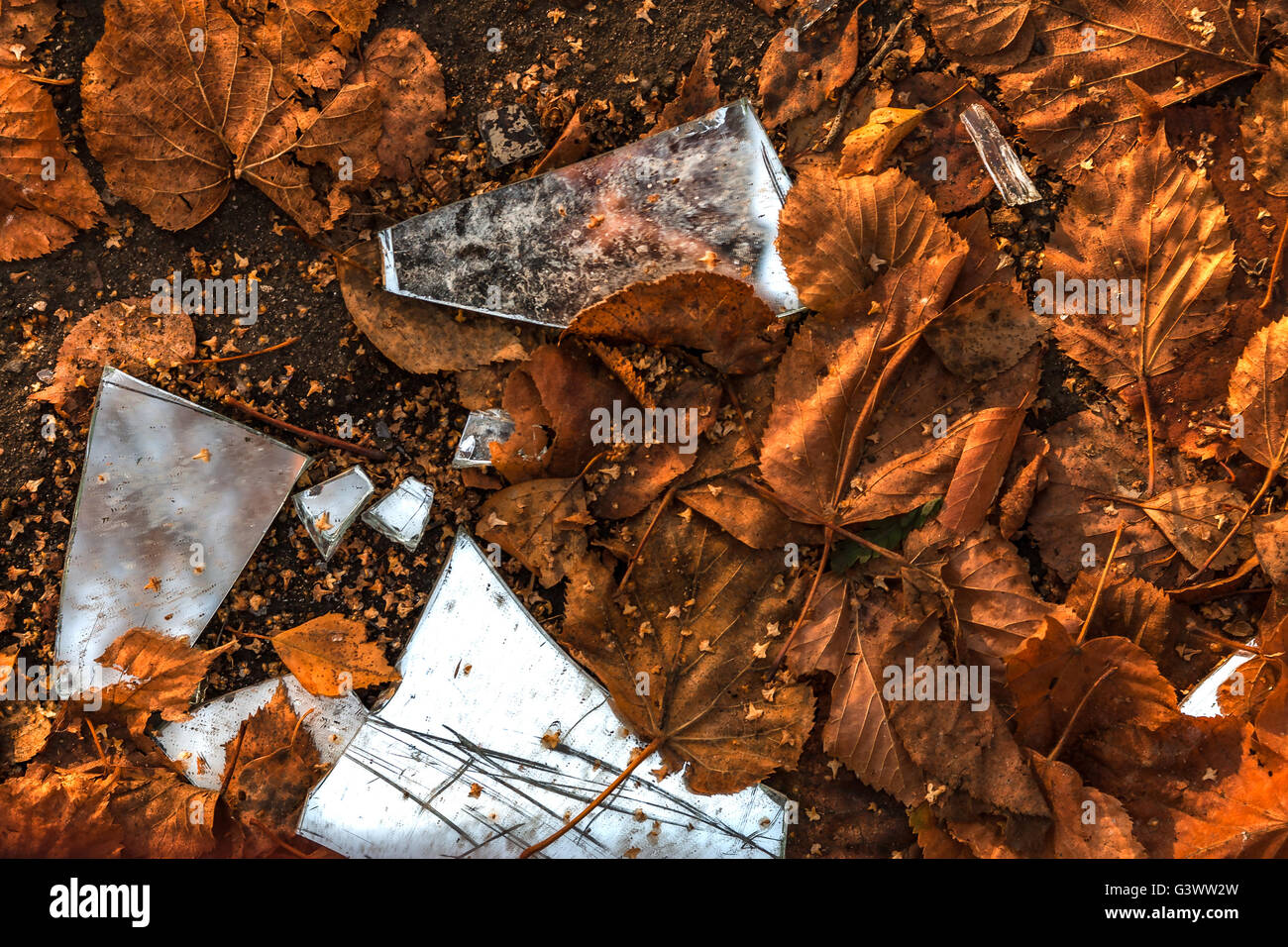 Les éclats de miroir cassé Banque D'Images
