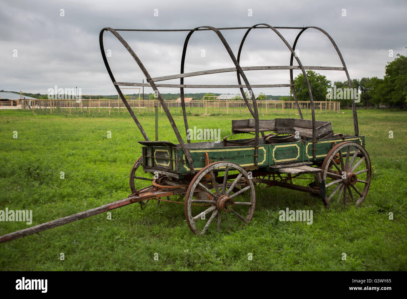 Texas ranch sur chariot couvert Banque D'Images