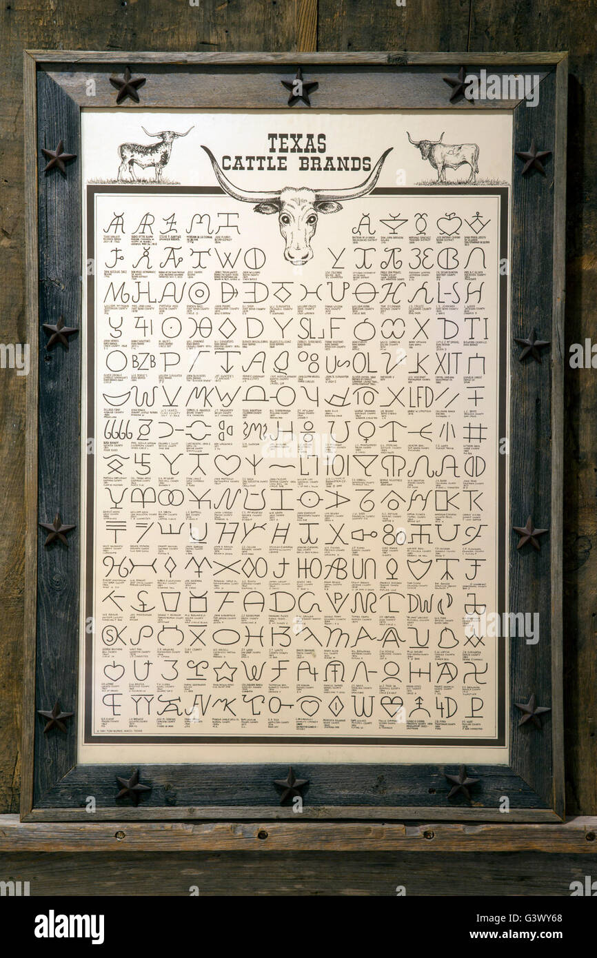 Marques de bétail au Texas Banque D'Images