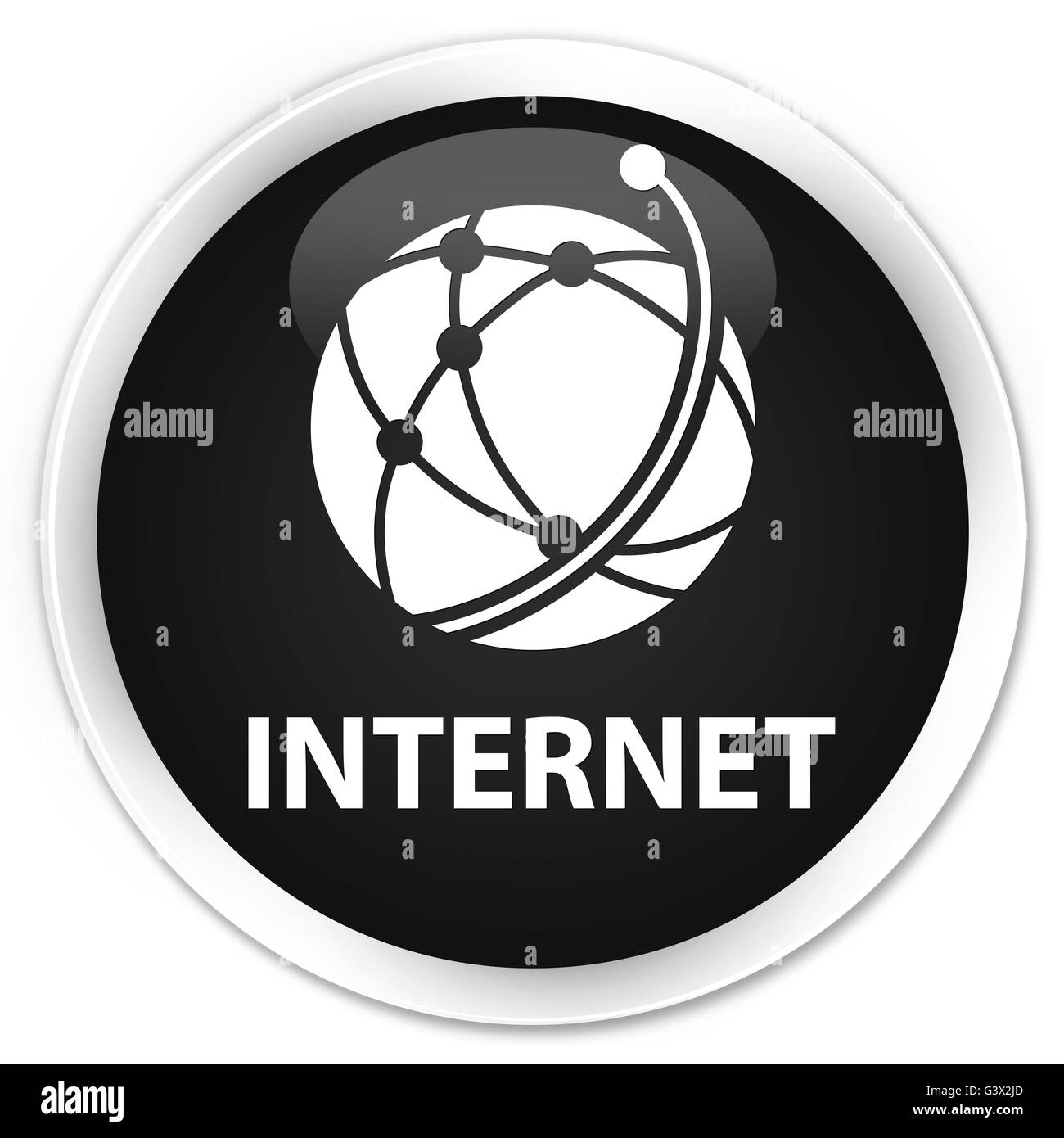 Internet (réseau mondial icône) isolé sur le bouton rond noir premium abstract illustration Banque D'Images