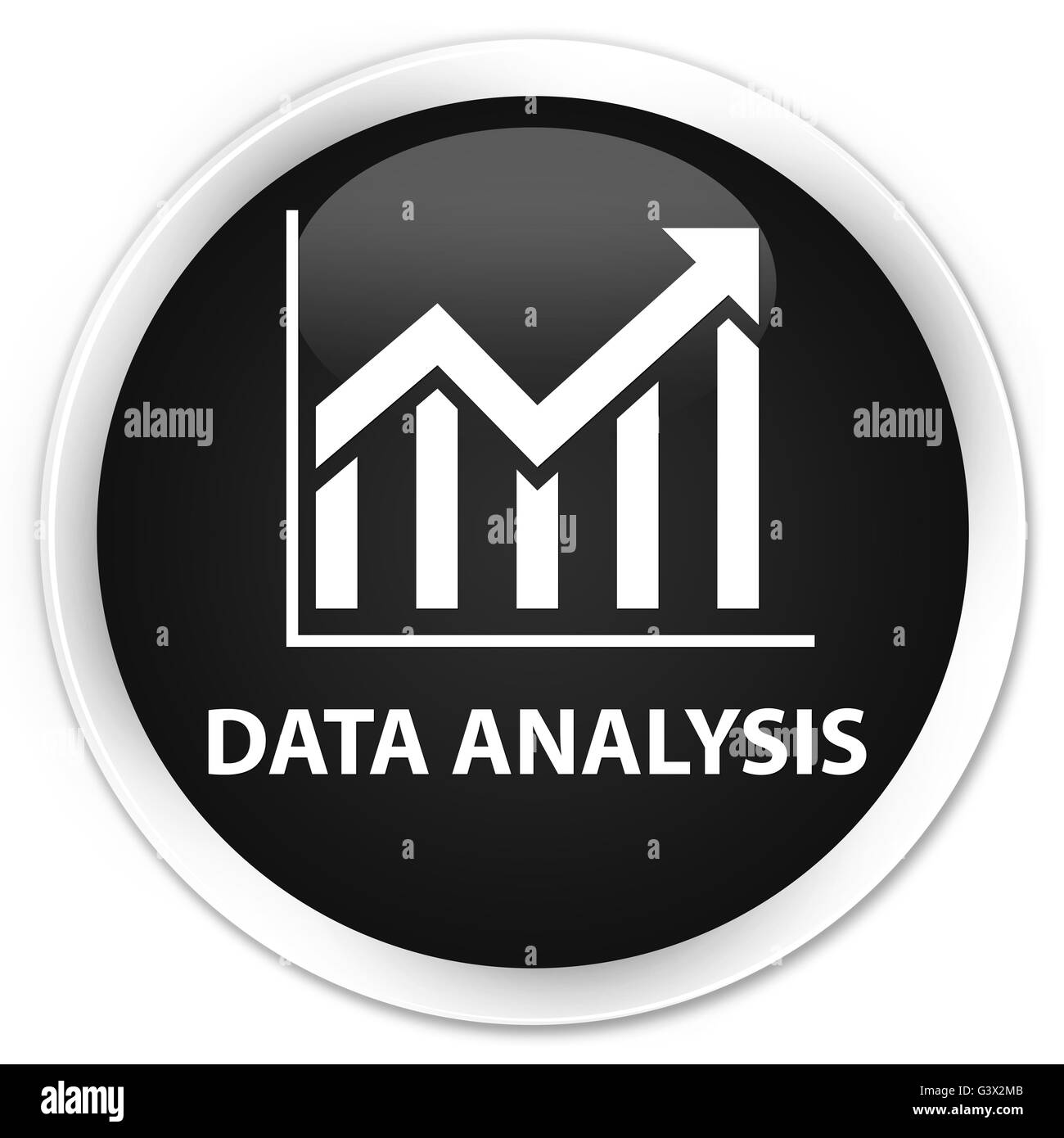 L'analyse des données statistiques (icône) isolé sur le bouton rond noir premium abstract illustration Banque D'Images