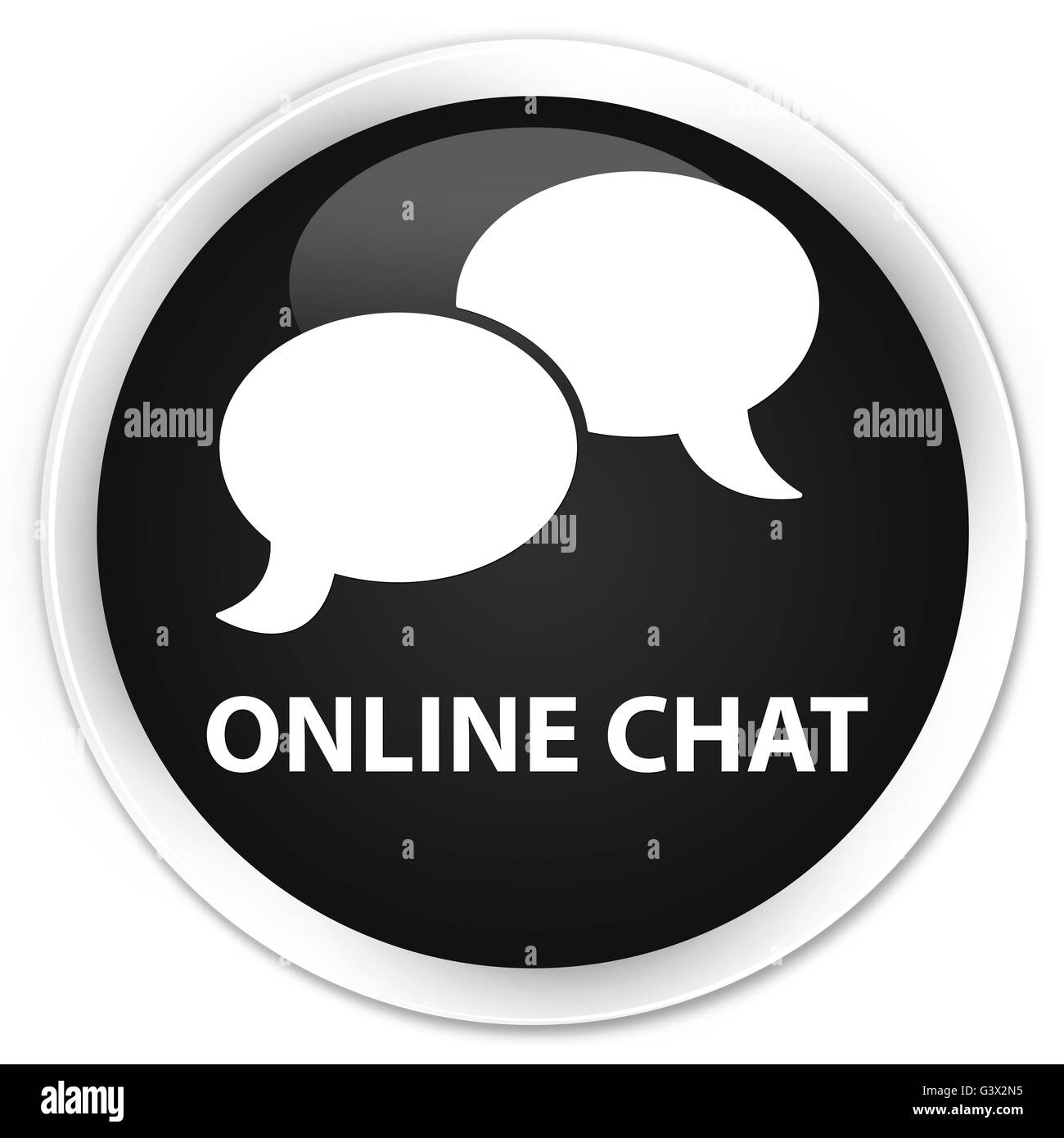 Chat en ligne isolé sur le bouton rond noir premium abstract illustration Banque D'Images