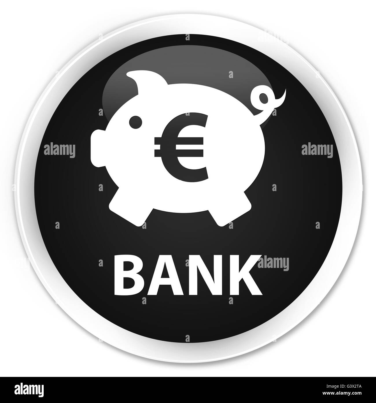 Piggy Bank (fort signe euro) isolé sur le bouton rond noir premium abstract illustration Banque D'Images