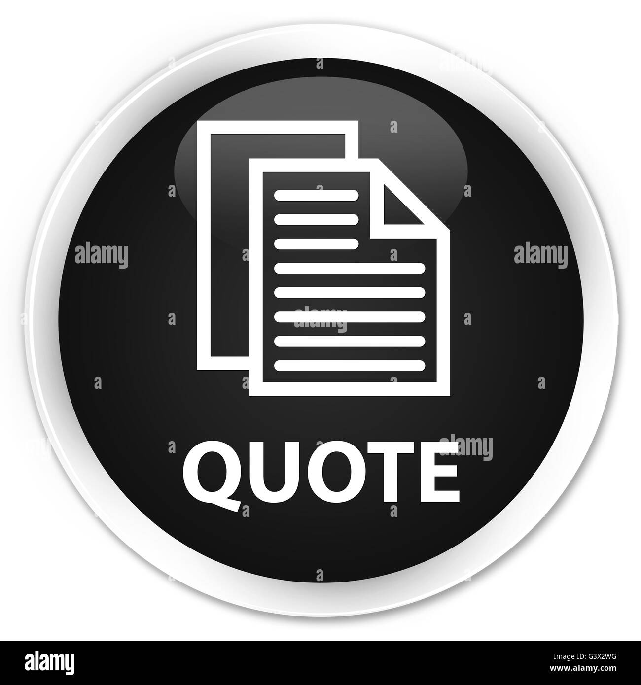 Quote (pages de document icône) isolé sur le bouton rond noir premium abstract illustration Banque D'Images