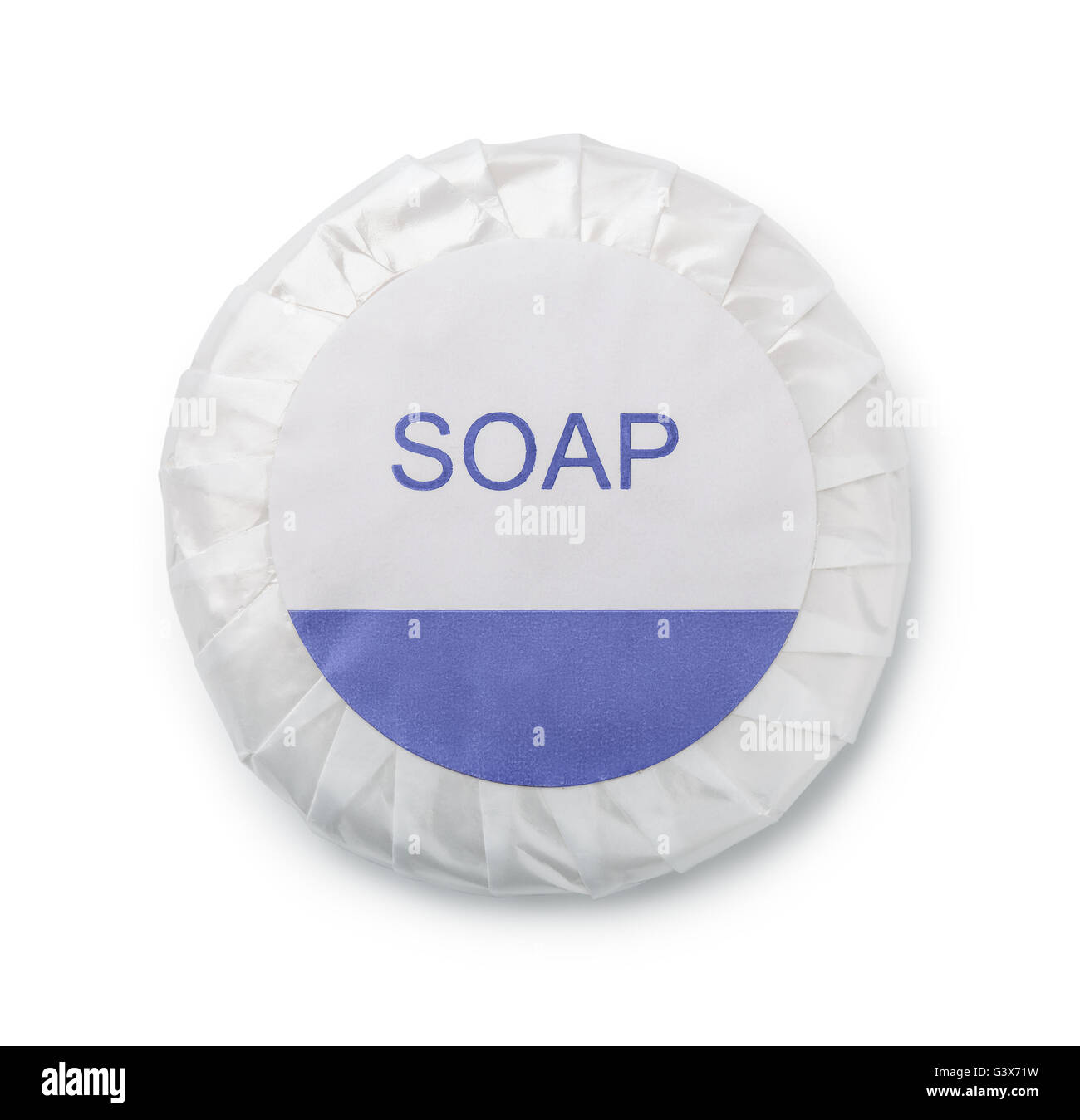 Enveloppé de savon rond plissé isolated on white Banque D'Images