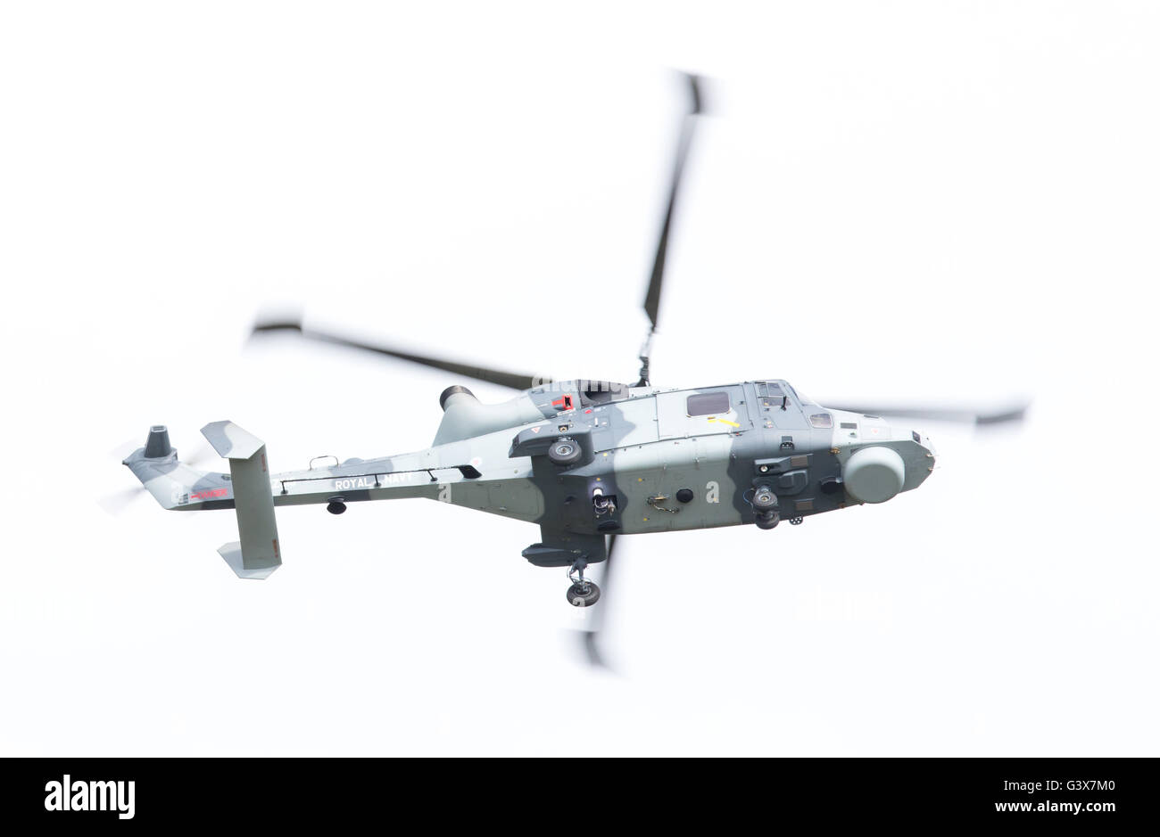 LEEUWARDEN, Pays-Bas - 11 juin 2016 : Royal Navy (Black Cats Display Team) Agusta Westland AW-159 Wildcat HMA2 performing Banque D'Images