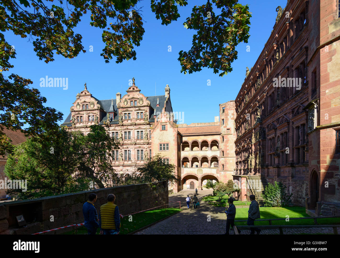 Château : cour du château, de l'Allemagne, Bade-Wurtemberg, Kurpfalz, Heidelberg Banque D'Images