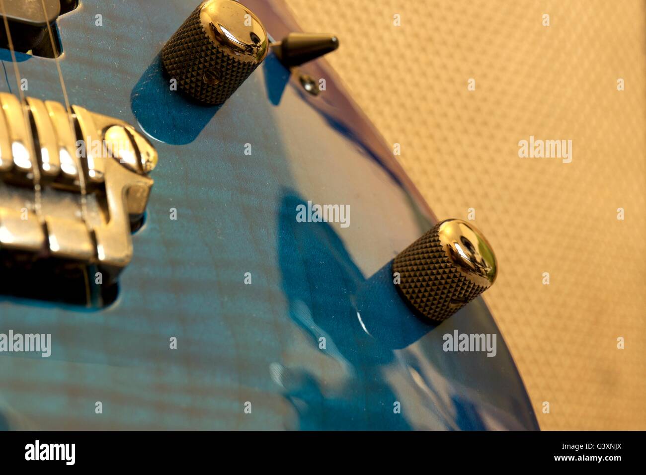 Guitare électrique bleu close-up rock and roll Banque D'Images